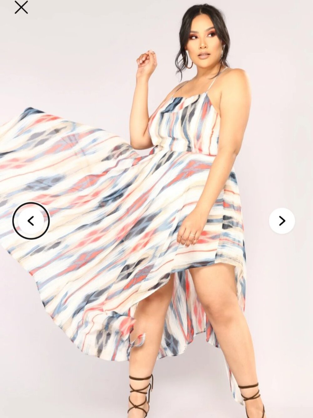 FASION NOVA ASYMETRICAL CUT OUT MAXI ART PRINT DRESS SZ 1x